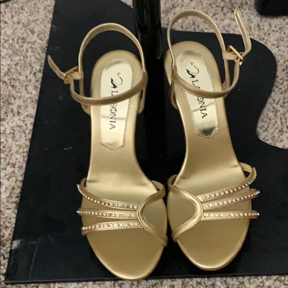 Golden high heels